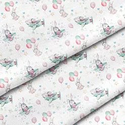 Отрез ткани 39х50 см "Зайки в самолете" (Cotton) Отрез ткани 39х50 см "Зайки в самолете" (Cotton)