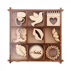 Набор деревянных украшений "Свадебный 2" (Орландо) Набор деревянных украшений "Свадебный 2" (Орландо)