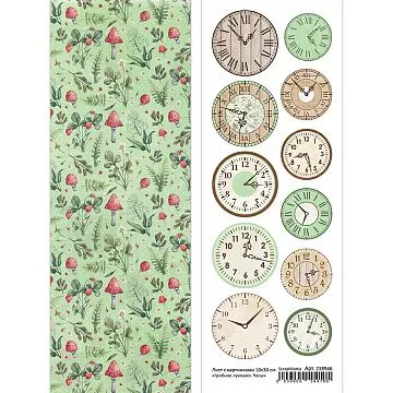 Лист с картинками 10х30 см "Грибное лукошко. Часы" (ScrapMania) Лист с картинками 10х30 см "Грибное лукошко. Часы" (ScrapMania)