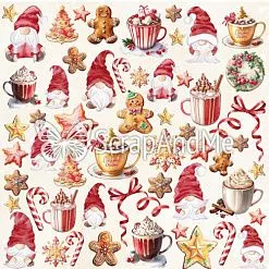 Бумага 30х30 см "Happy Holidays. Печеньки и гномы" (ScrapAndMe) Бумага 30х30 см "Happy Holidays. Печеньки и гномы" (ScrapAndMe)