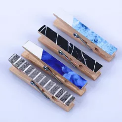 Набор деревянных прищепок с фольгированием "Мраморная крошка" (АртУзор) Набор деревянных прищепок с фольгированием "Мраморная крошка" (АртУзор)