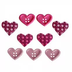 Набор пуговиц "Сердца розовые", с блестками (Dress It Up) Набор пуговиц "Сердца розовые", с блестками (Dress It Up)