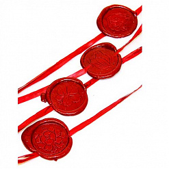 Набор восковых печатей с рафией "Флористика", цвет красный