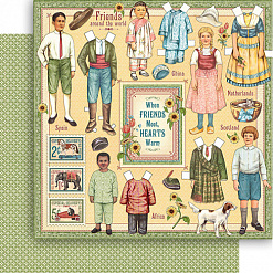 Набор бумаги 20х20 см "Penny's Paper Doll Family", 24 листа (Graphic 45)