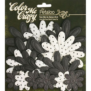 Набор цветочков "Черно-белые ромашки в горошек" (Petaloo)