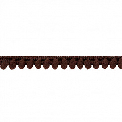 Лента с помпошками "Темно-коричневая", ширина 1 см, длина 90 см