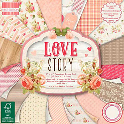 Набор бумаги 15х15 см "Love story", 64 листа (First Edition)