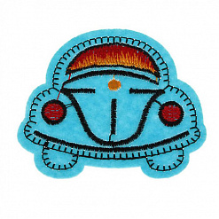 Термонаклейка с вышивкой "Машинка", цвет голубой