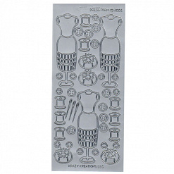 Контурные наклейки "Манекен и швейные принадлежности", цвет серебро (JEJE)