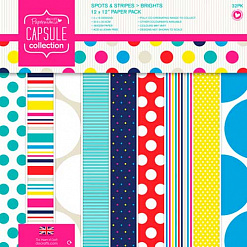 Набор бумаги 30х30 см "Spots & Stripes. Brights", 32 листа (DoCrafts)