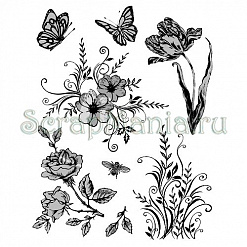 Набор штампов "Цветы и бабочки" (Viva Decor)