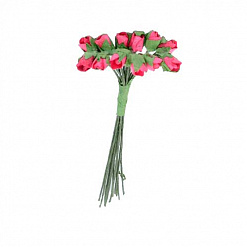 Букетик бумажных роз с закрытым бутоном, цвет малиновый, 12 шт (Impresse)