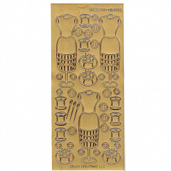 Контурные наклейки "Манекен и швейные принадлежности", цвет золото (JEJE)