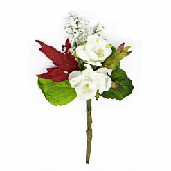 Букетик тканевых цветов "Камелия белая" (Рукоделие)