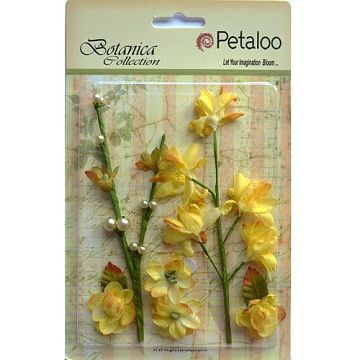 Набор цветочков на веточке "Темно-желтые" (Petaloo)