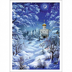 Тканевая карточка мини "Волшебная зима. Белая церковь" (ScrapMania)