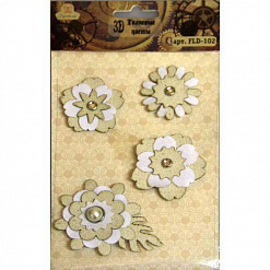 Набор тканевых цветочков "Белые, бежевые", 4 шт (Рукоделие)