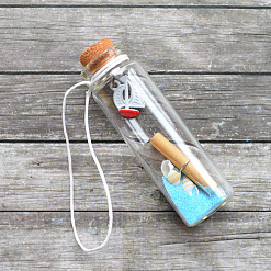 Стеклянная бутылочка с пробкой "Морское приключение. Голубой песок"