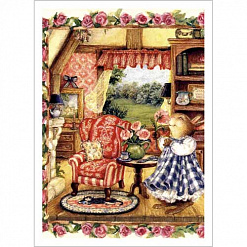 Тканевая карточка мини "Кроличья семья. Уютный дом" (ScrapMania)