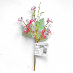 Букетик акриловых цветочков "Большие розовые с листочками и завитушками" (Рукоделие)