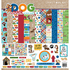 Набор бумаги 30х30 см с наклейками "Dog lover", 12 листов (Photo Play)