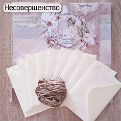 БРАК Набор бумаги 30х30 см, 9 заготовок для открыток с конвертами и 1 джутовый шнур