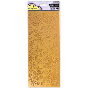 Контурные наклейки "Снежинки", лист 10x24,5 см, цвет золото (Mr.Painter)