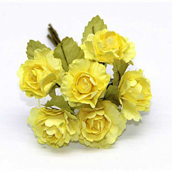 Букетик роз с листочками "Светло-желтый" (Рукоделие)