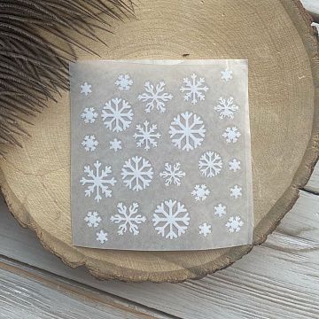 Термотрансферная наклейка "Снежинки белые", 8х8 см (Термо-Панда)