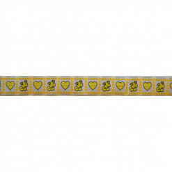 Лента жаккардовая "Щенок" желтая, 2,5 см, длина 90 см