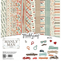 Набор бумаги 30х30 см "Manly man", 12 листов (ModaScrap)