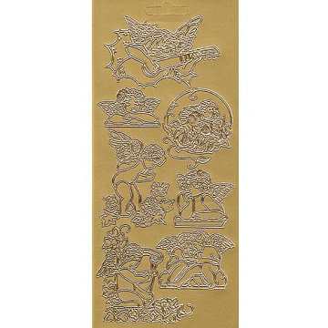 Контурные наклейки "Музыкальные ангелы", лист 10x24,5 см, цвет золото
