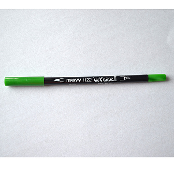 Маркер акварельный двусторонний "Le plume 2", толщина 0,3 мм, цвет зеленой листвы (Marvy Uchida)