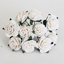 Букет крупных роз "Белый", 2 см, 10 шт (Craft)