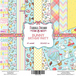 Набор бумаги 30х30 см "Bunny birthday party", 10 листов (Фабрика Декору)