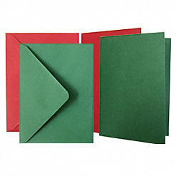 Набор текстурированных заготовок для открыток 12,8х17,8 см "Красные и зеленые" с конвертами, 50 шт (DoCrafts)