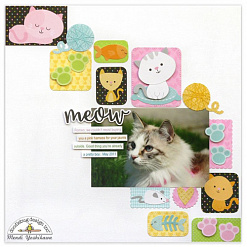Набор бумаги 30х30 см с наклейками "Kitten smitten", 11 листов (Doodlebug)