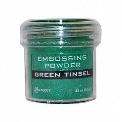 Пудра для эмбоссинга с глиттером "Green tinsel. Зеленая" (Ranger)