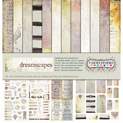 Набор бумаги 30х30 см "Dreamscapes" с наклейками, 12 листов (7 Dots)