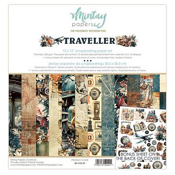 Набор бумаги 30х30 см "Traveller", 12 листов (Mintay)