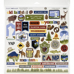 Набор бумаги 30х30 см с наклейками "Yellowstone", 12 листов (Photo Play)
