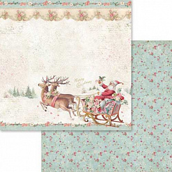 Бумага "Pink Christmas. Santa Claus with sledge" (Stamperia)