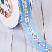 Лента капроновая с репсовой вставкой "Розы", цвет голубой, ширина 2,5 см, длина 1 м