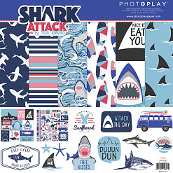Набор бумаги 30х30 см с наклейками "Shark attack", 6 листов (Photo Play)
