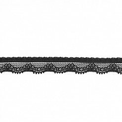 Лента кружевная черная, ширина 1,2 см, длина 80 см