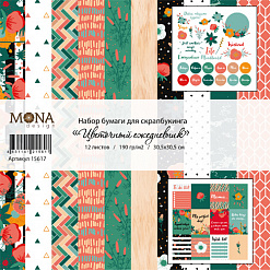 Набор бумаги 30х30 см "Цветочный ежедневник", 12 листов (MonaDesign)