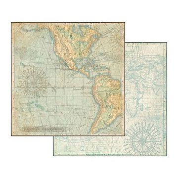 Бумага 30х30 см "Voyages Fantastiques. Map" (Stamperia)