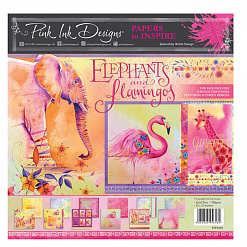 Набор бумаги 30х30 см "Elephants flamingos", 24 листа (Pink Ink Designs)