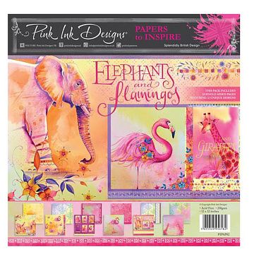 Набор бумаги 30х30 см "Elephants flamingos", 24 листа (Pink Ink Designs)