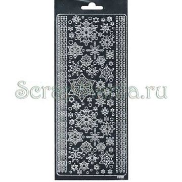 Контурные наклейки "Снежинки и цепочки", цвет мерцающее серебро (Artemio)